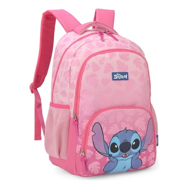 Mochila De Costas Escolar Stitch Disney Luxcel Rosa Shopee Brasil