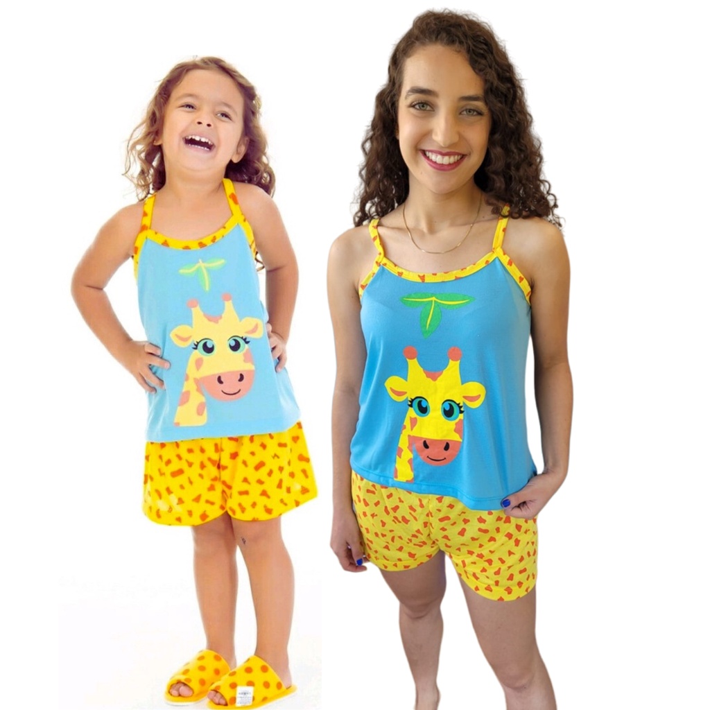 Pijama M E E Filha Babydoll Ver O Adulto E Infantil Girafa Shopee Brasil