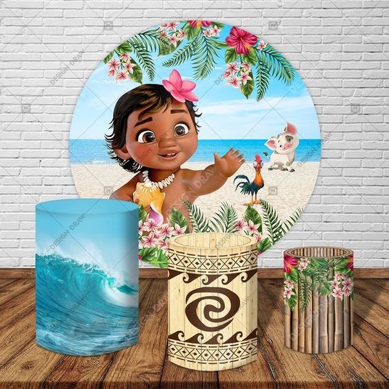 Painel Redondo Capas Cilindros Tecido Sublimado Moana Baby Shopee