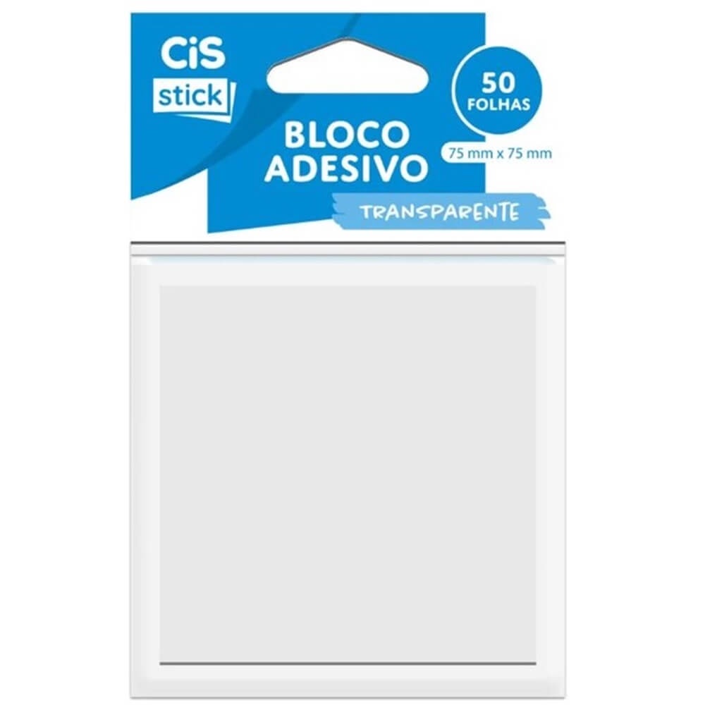 Bloco Adesivo Cis Stick Transparente 75x75mm 50 Folhas Cis