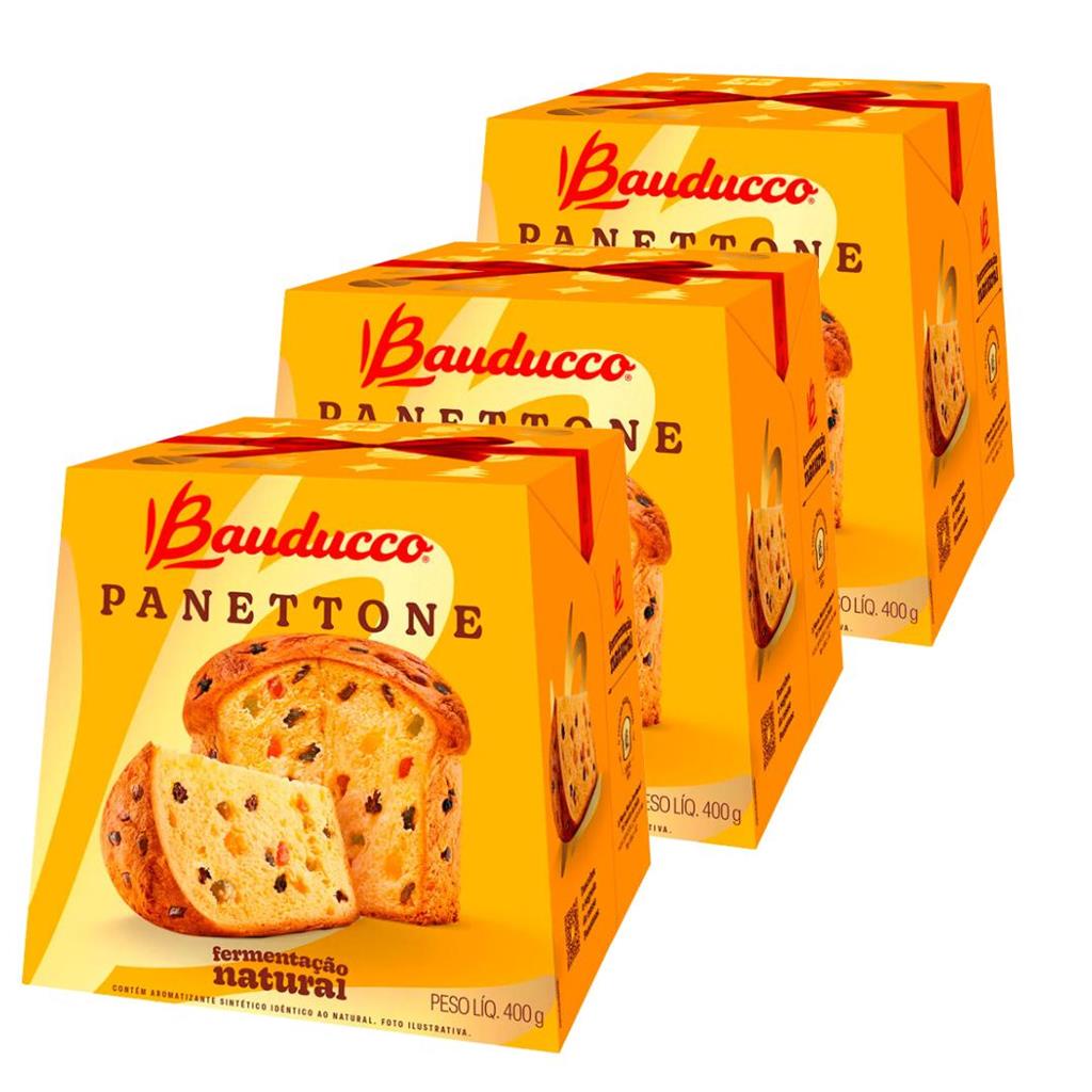 Panetone Bauducco Tradicional Frutas 3 Panettones De 400g Shopee Brasil