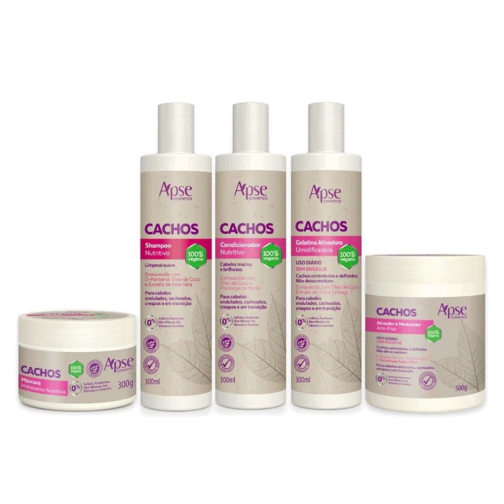 Kit Apse Cachos Shampoo Cond Gelatina Másc e Ativador Shopee Brasil