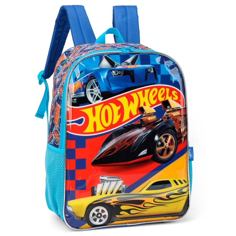 Mochila De Costas Escolar Hot Wheels Azul Luxcel Shopee Brasil