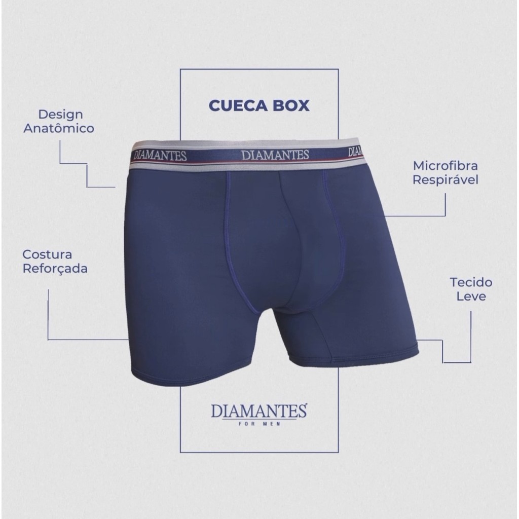 Kit Cuecas Boxer Em Microfibra Diamantes Lingerie Shopee Brasil