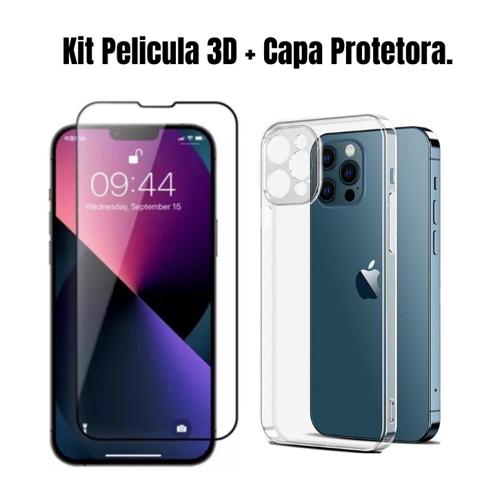 Kit Capa Transparente Para Iphone Plus Pro E Pro Max