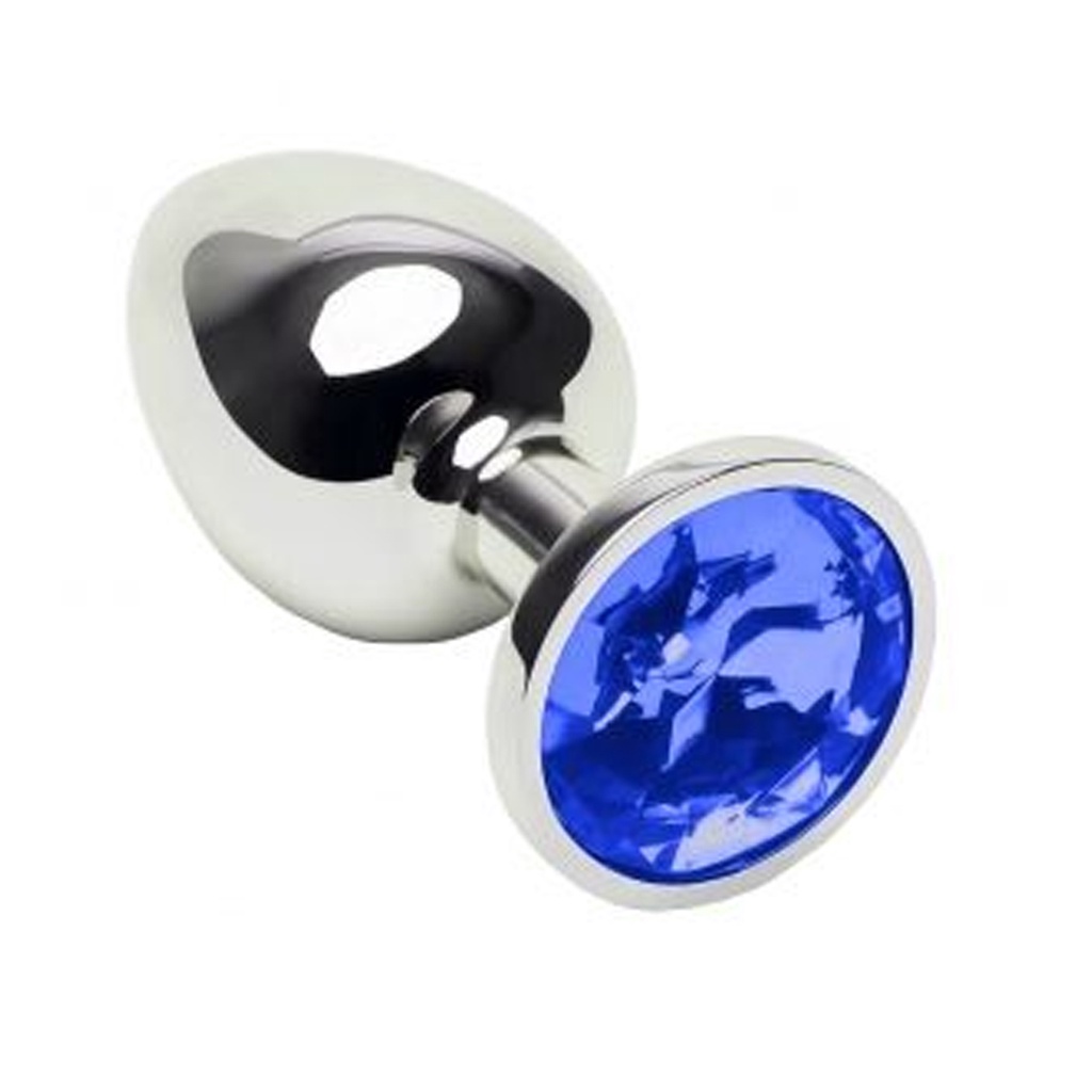 Plug Anal Médio Joia Aço Inox Azul Masculino Feminino Sexo Masturbador
