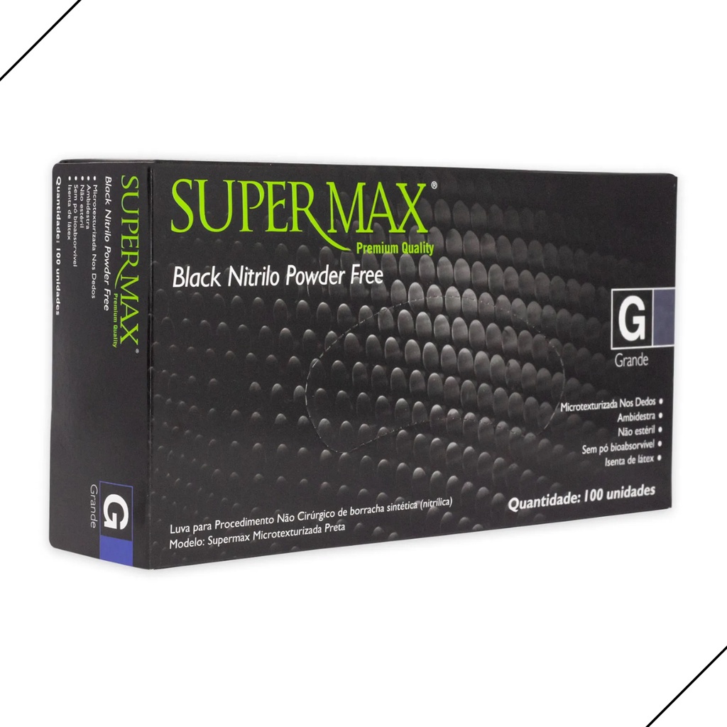 Luvas Nitr Licas Para Procedimentos Sem P Nitrilo Black Supermax Cx C