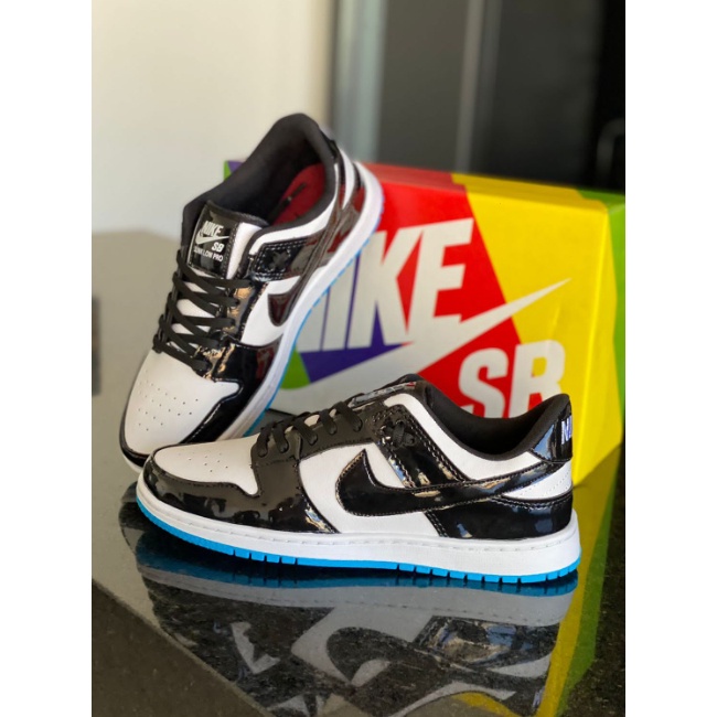 Novo New Dunk Verniz Preto Branco Lindo Azul Solo Top Line Shopee Brasil