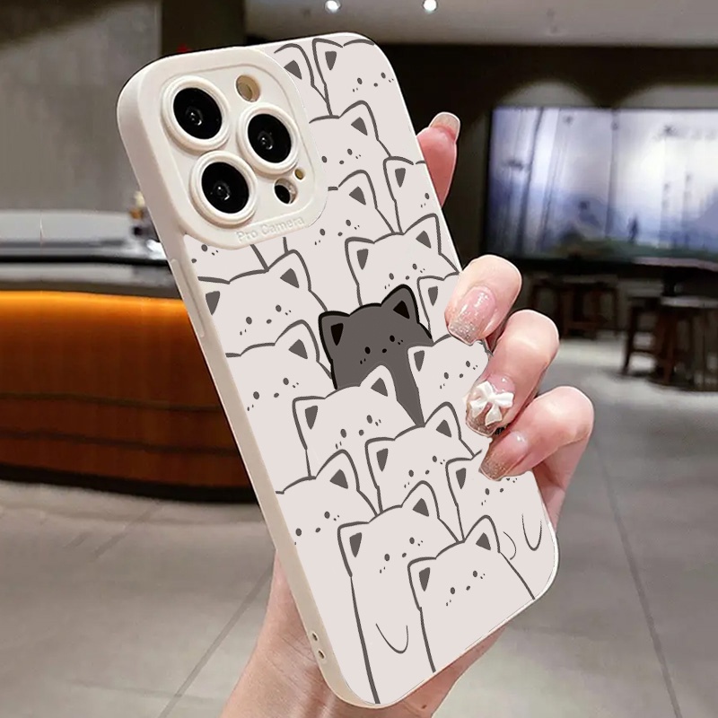 Capa De Telefone Urso Linha Preta E Branca Para Iphone