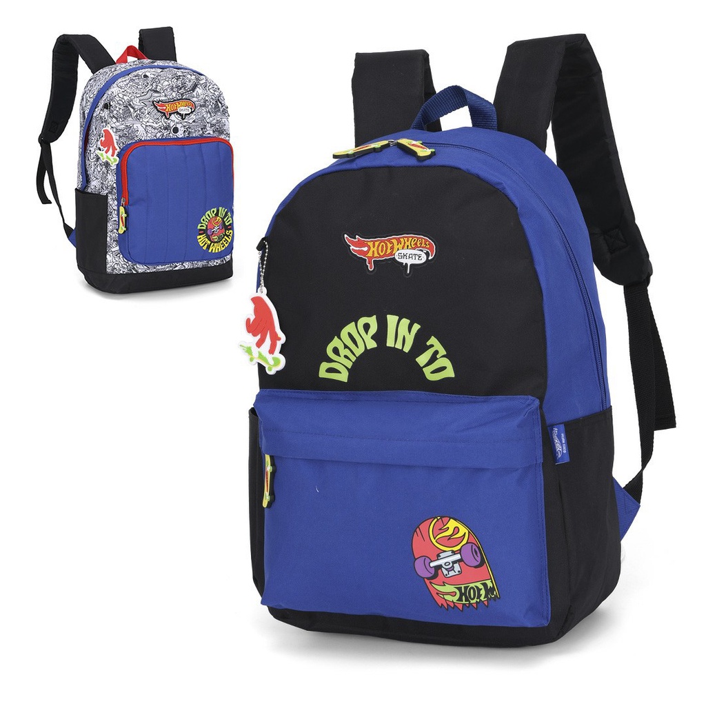 Mochila De Costas Hot Wheels Skate Infantil Juvenil Escolar Teen