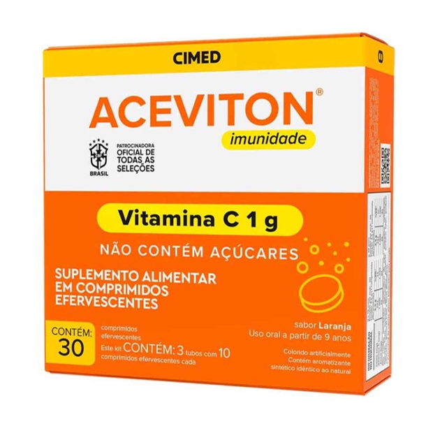 Aceviton Vitamina C 1G 30 Comprimidos Efervescentes Cimed Shopee Brasil