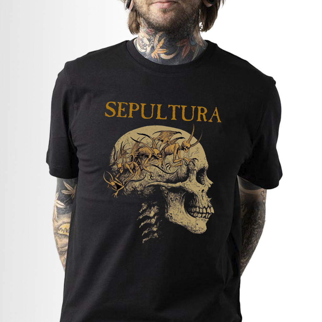 Camisa Camiseta Sepultura Banda de Rock Unissex 100 Algodão Shopee