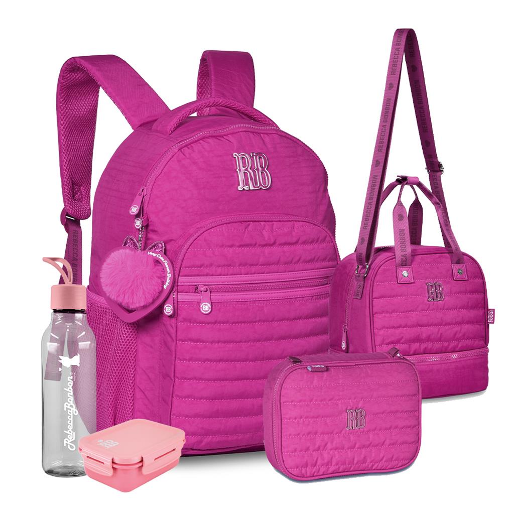 Kit Mochila Estojo Lancheira Crinkle Rebecca Bonbon Oficial Meninas