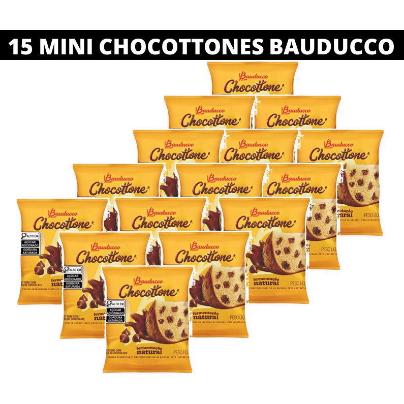 Kit 15 Mini Chocottone Bauducco 80g Panettone Gotas De Chocolate