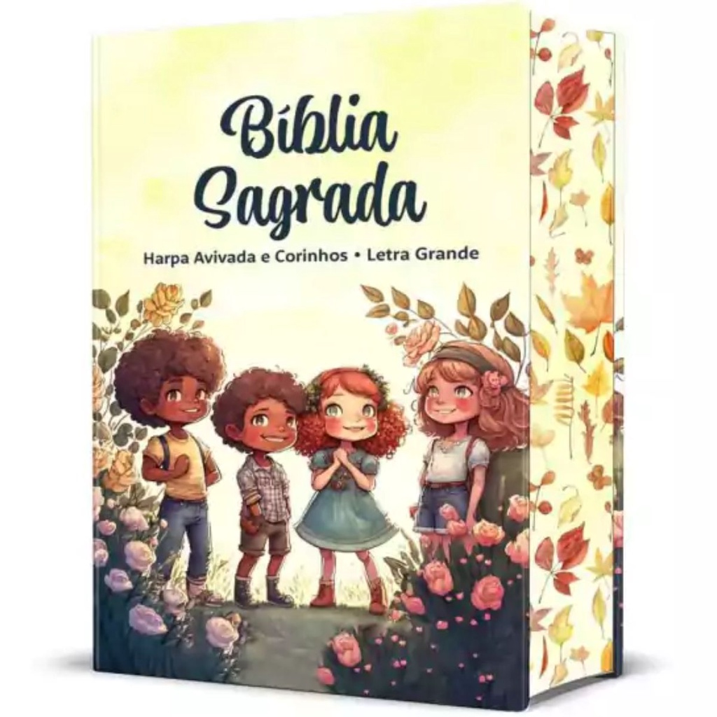 Bíblia Sagrada Infantil RC Letra Grande Harpa Avivada Corinhos Capa