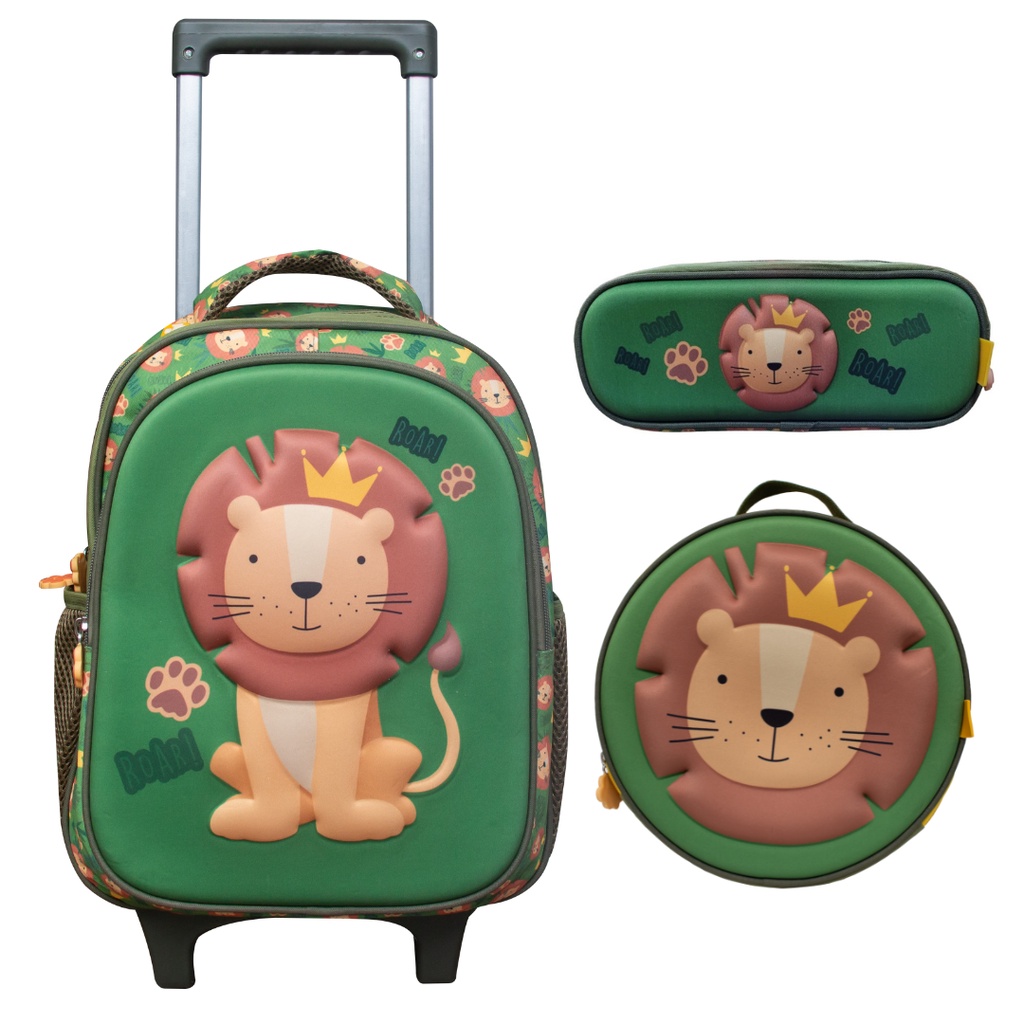 Kit Escolar Infantil Mochila De Rodinha Lancheira E Estojo D Le O Yins