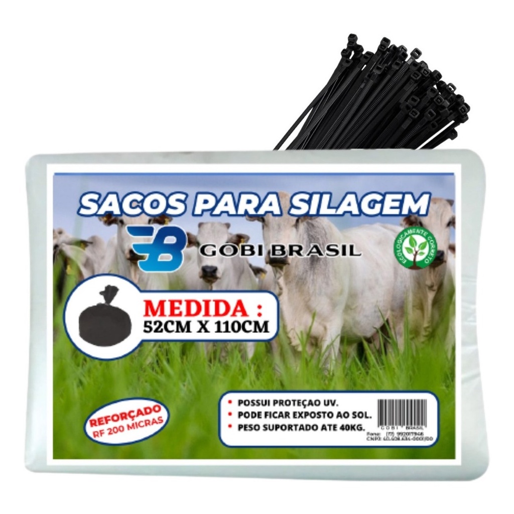 Saco para Silagem 200 Micras 100 Uni 100 Abraçadeiras Shopee Brasil