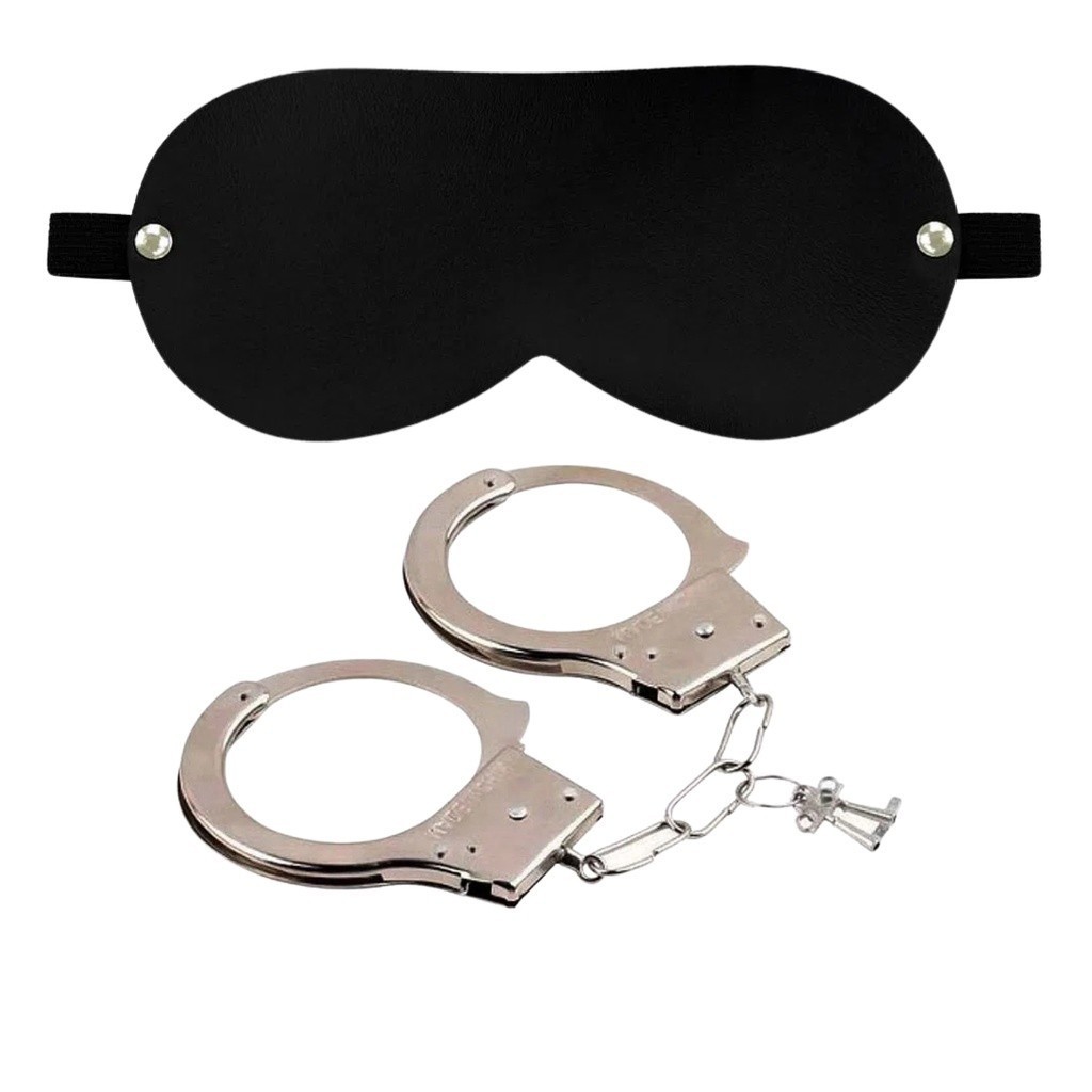 Kit BDSM Sado Algema Metal Venda Tapa Olhos Preta Sex Shop Shopee