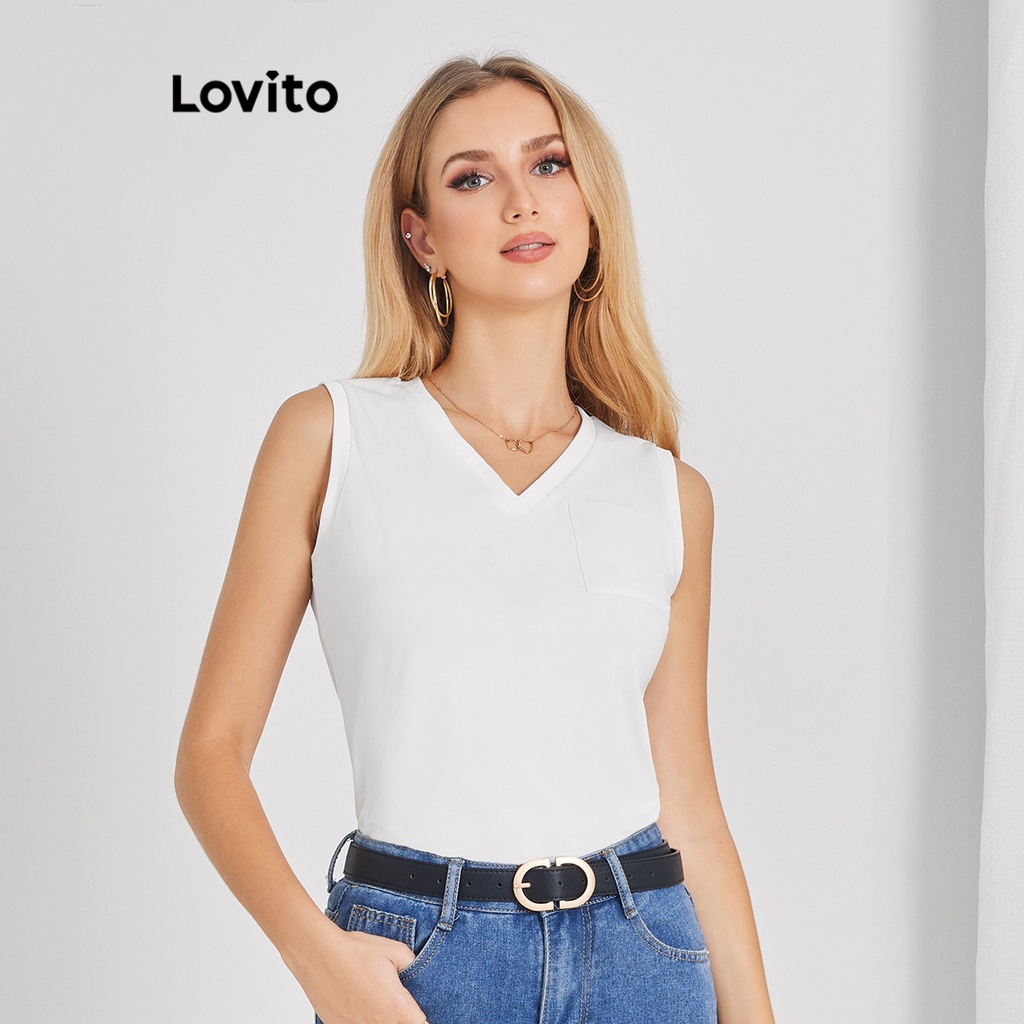 Lovito Regata B Sica Casual Bolso Liso Para Mulheres Lbe