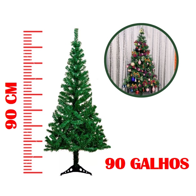 Arvore de Natal Media 90cm 90 Galhos Verde Decoração Pinheiro Canadense