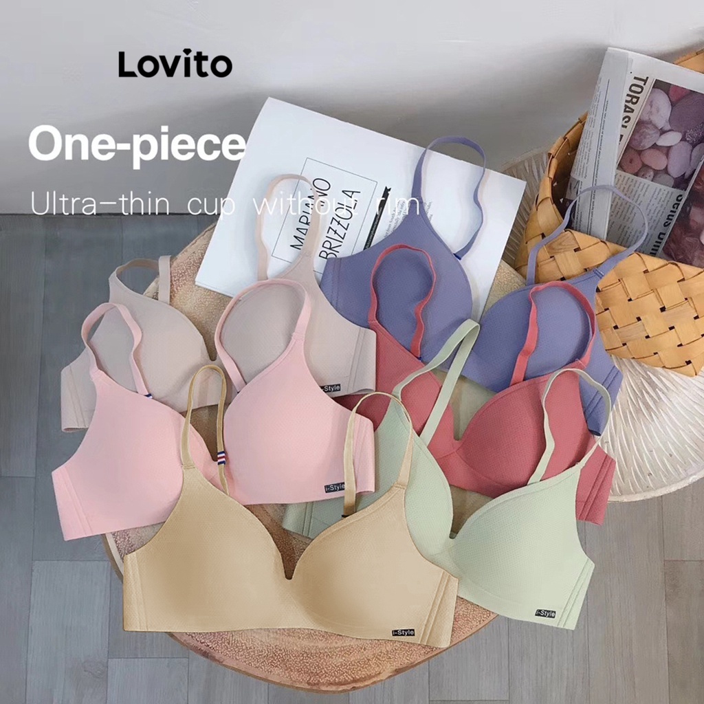 Lovito Casual Bralette Feminino Liso Básico de Alcinha LNA24197