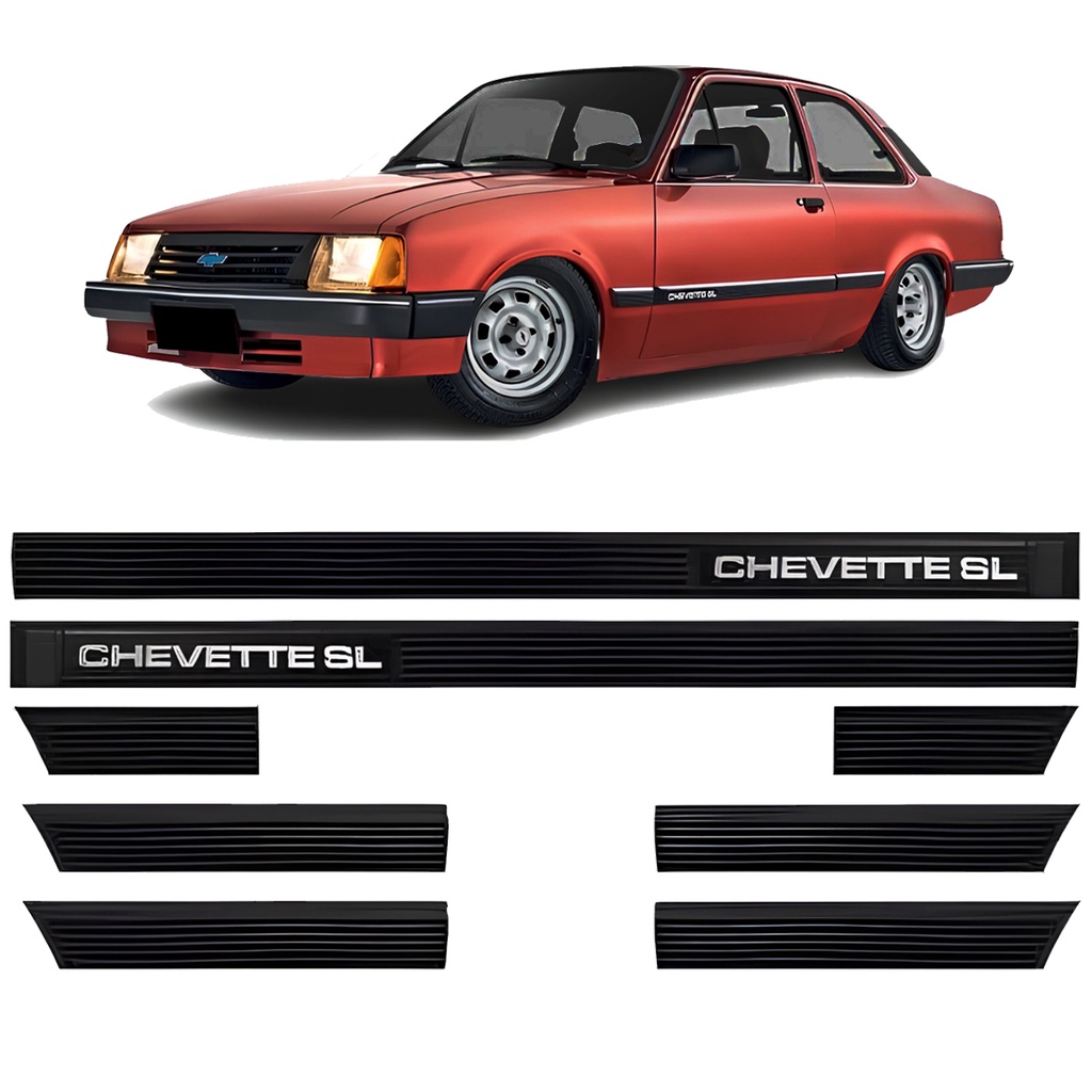 Jogo Friso Lateral Chevette Sl Portas Preto