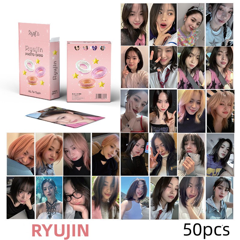 50 55pcs ITZY RYUJIN Yeji SOLO Hologram Laser LOMO Cards Cheshire KILL