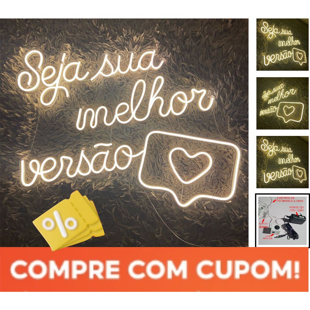 Placa Painel Letreiro Luminoso Led Neon Personalisado Shopee Brasil