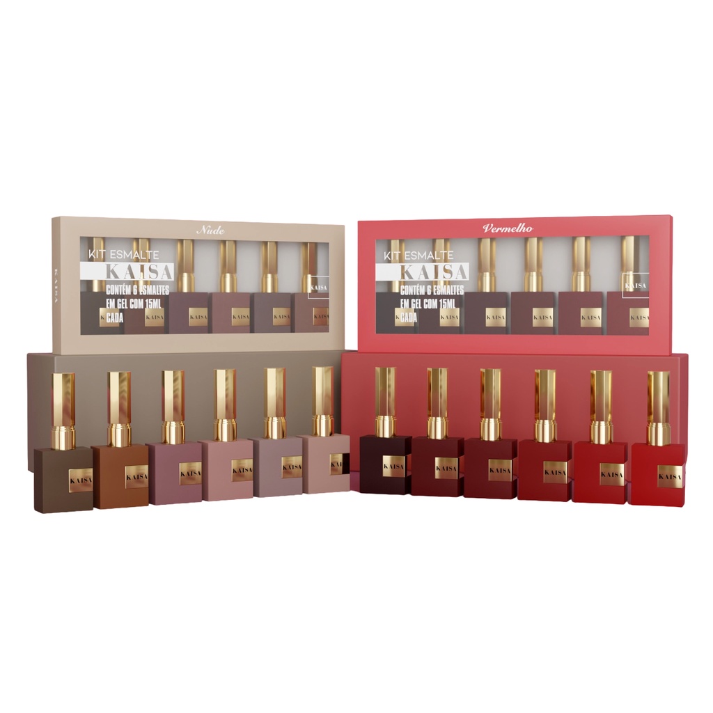 Kit Esmaltes Kaisa Tons Vermelho Nude Coleção Luxo Led Uv Shopee Brasil