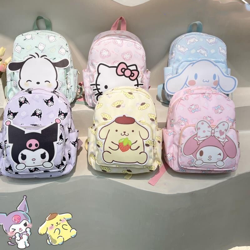 Sanrio Cartoon Mochila Para Estudantes De Grande Capacidade Kuromi