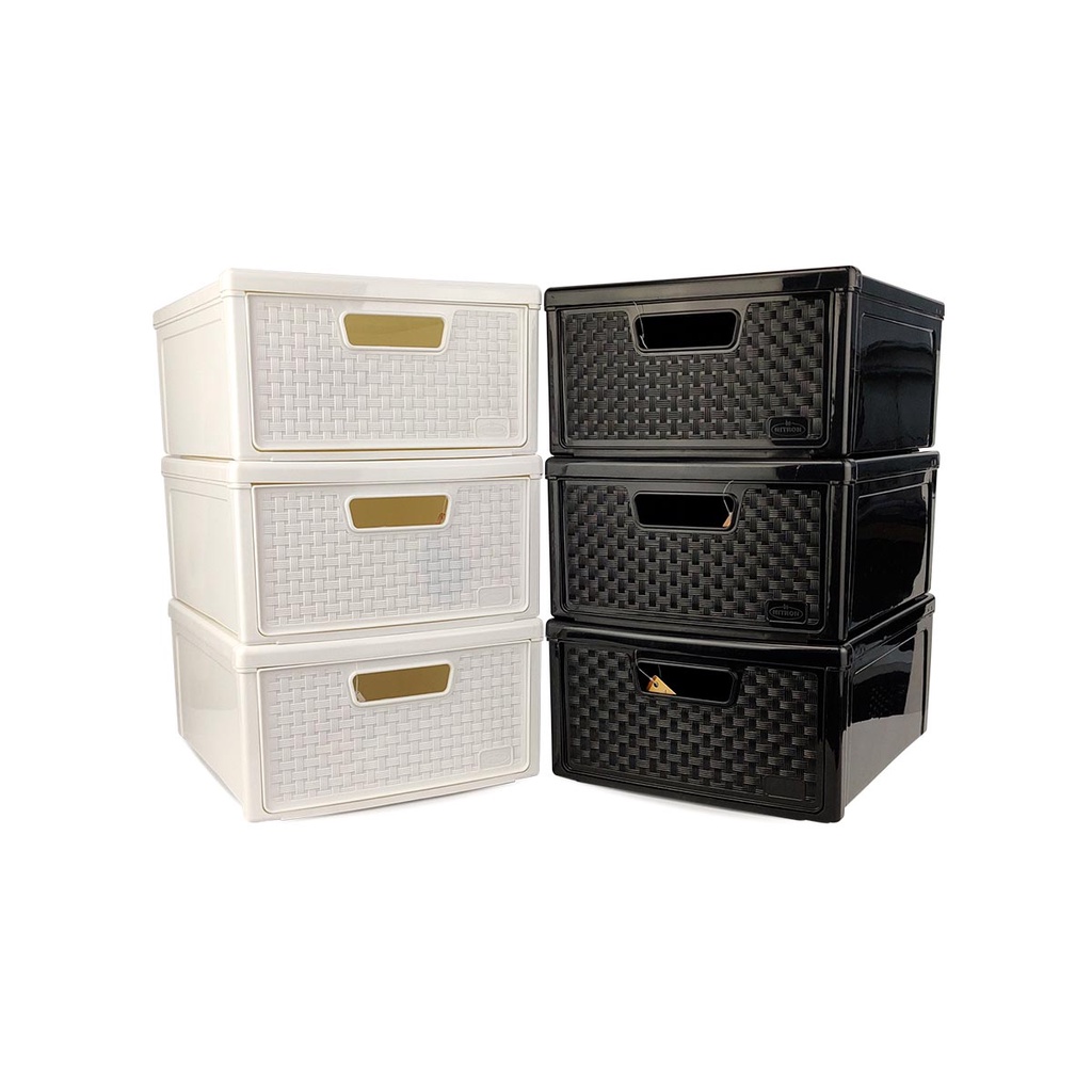 Kit 3 Gaveteiro Modular Empalhável Organizador Multiuso Rattan Plástico