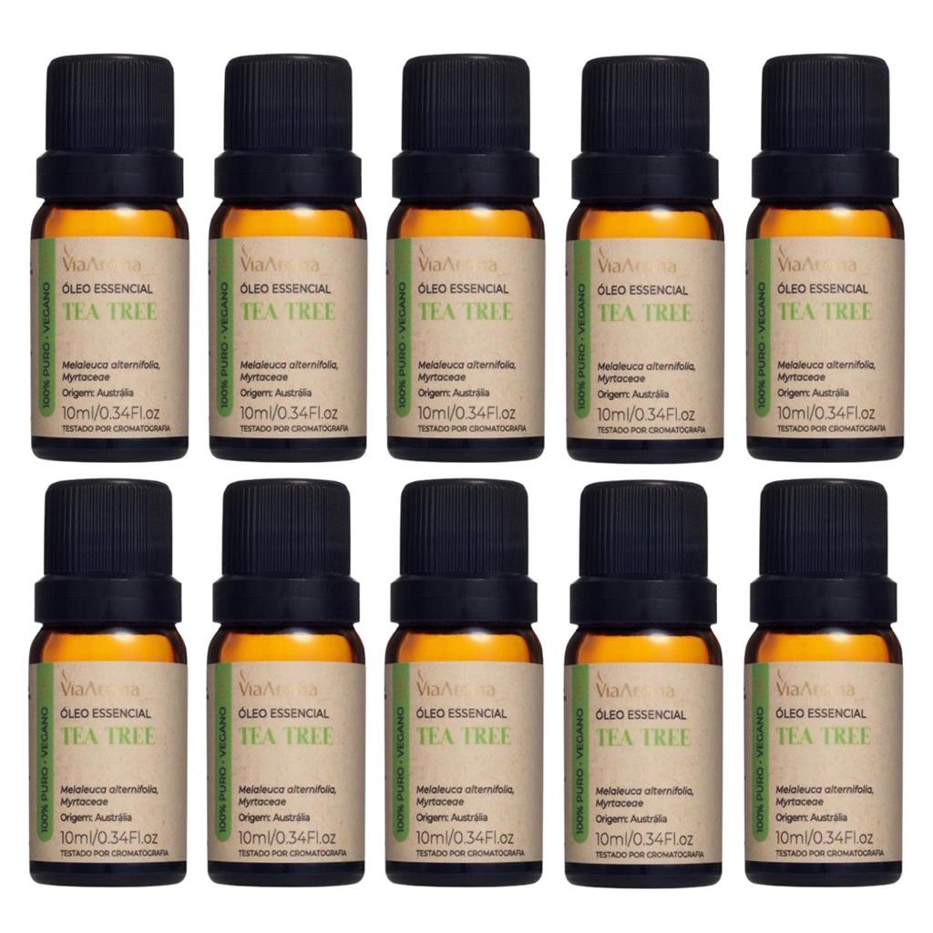 Kit 10 Óleos Essenciais Tea Tree Melaleuca Via Aroma 10ml Shopee Brasil