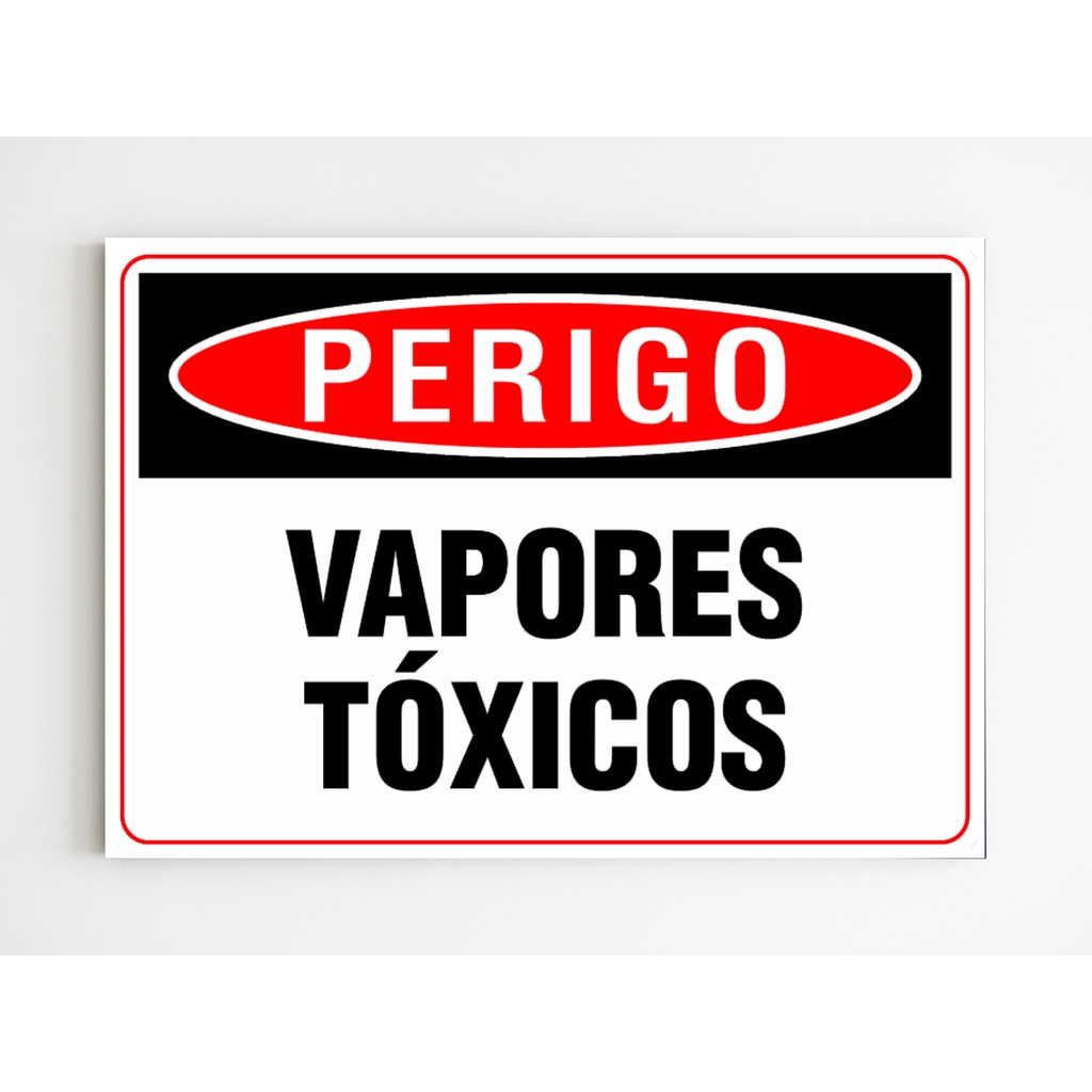 Placa De Aviso Perigo Vapores T Xicos Mdf Seguran A X A Shopee