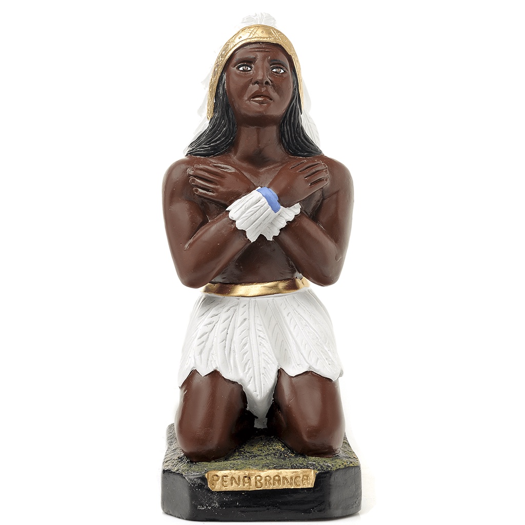 Imagem Caboclo Pena Branca Cm Gesso Escultura Umbanda Shopee Brasil