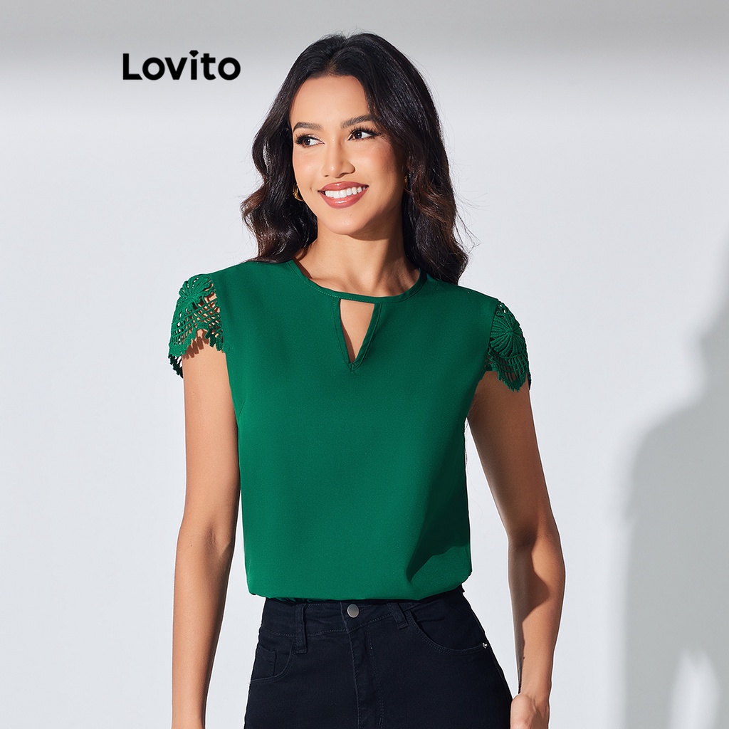 Lovito Blusa Casual Recorte Liso Para Mulheres LBL07120 Shopee Brasil