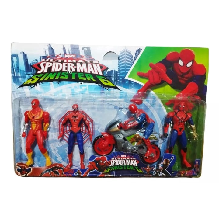 Kit Cartela Spiderman 4 Bonecos Articulados Uma Super Moto Shopee