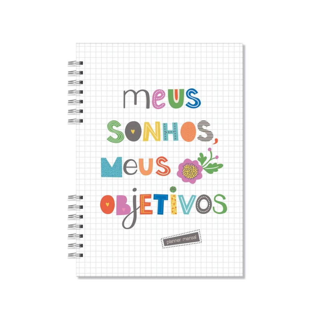 Caderno Planner Mensal Permanente Meus Sonhos Meus Objetivos Fina Ideia