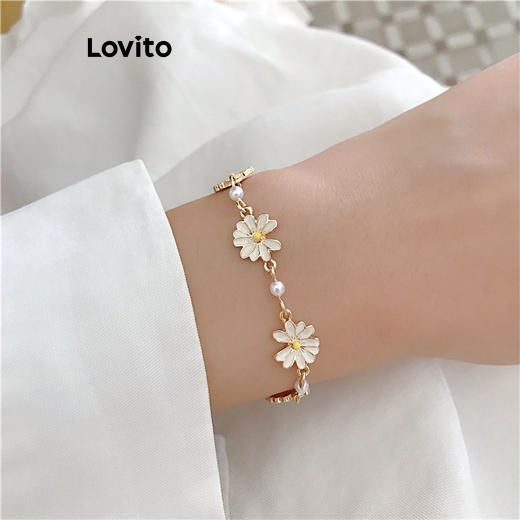 Lovito Casual Pulseira Feminina Floral Lna Branco Shopee Brasil