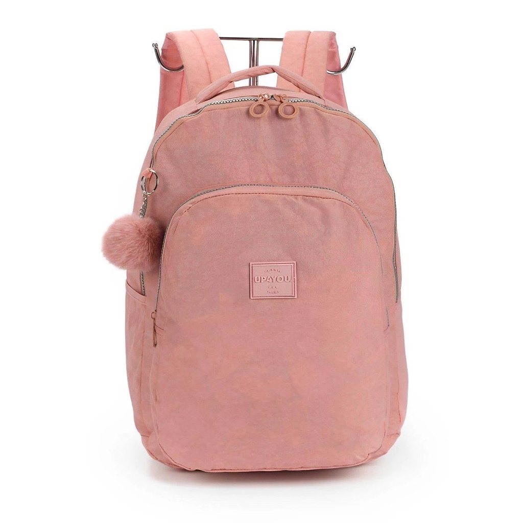 Mochila Escolar Juvenil UP4YOU Crinkle Nude Shopee Brasil