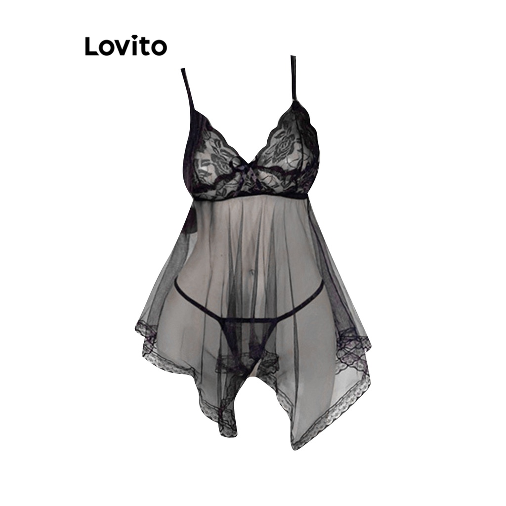 Lovito Lingerie Transparente Simples E Sexy Para Mulheres LNA37175