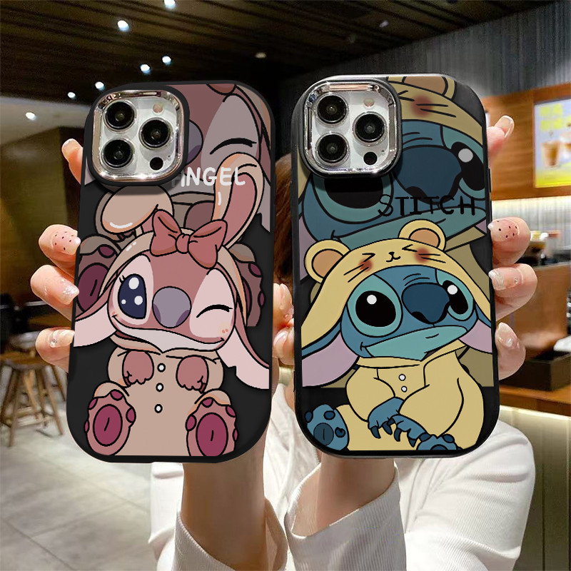 Capinha Capa Silicone Anti Impacto Fosco Stitch De Casal Para Iphone X