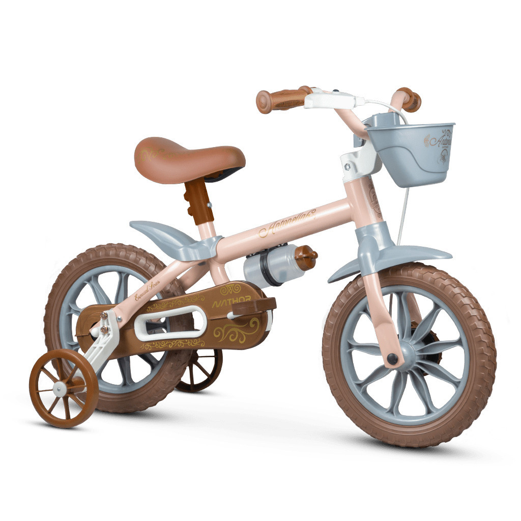 Bicicleta Infantil Nathor Mini Antonella Bege Aro 12 Cestinha E