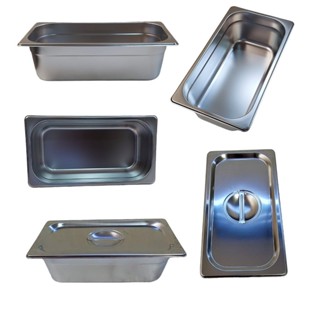 Kit 5 Cubas 5 Tampas 1 3 100mm Gastronômica Gn de Aço Inox para