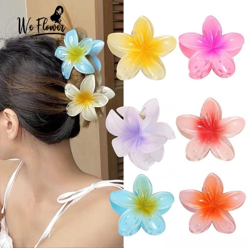 Nós Flores Plumeria Havaí Colorida Clipes De Garras De Cabelo Para