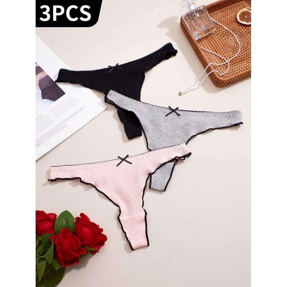 Kit Calcinhas Fio Dental Suede Canelado Confort Vel Lingerie Sexy