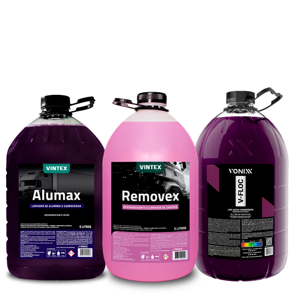 Kit Limpeza Pesada Alumax 5l Removex 5l E Shampoo Automotivo V Floc 5l