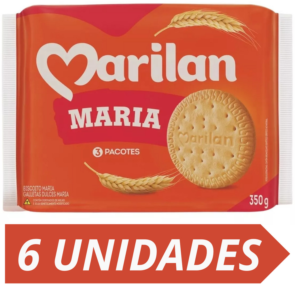 Kit 6 Biscoito Maria Bolacha Marilan Pacote 350g Shopee Brasil