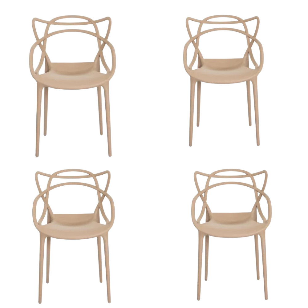 Kit 4 Cadeiras Allegra Nude Para Sala De Jantar Cozinha Jardim Shopee