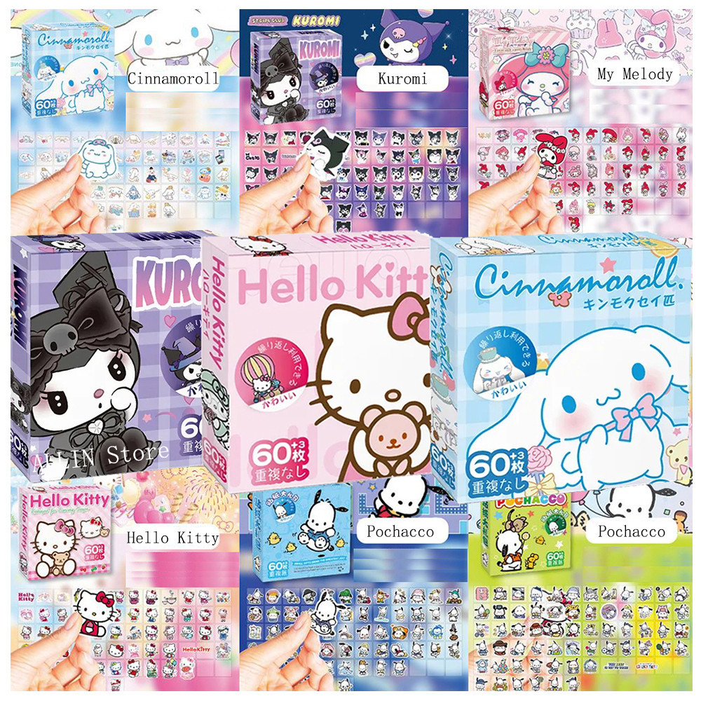 63pcs Caixa De Adesivos Kuromi Anime Sanrio À Prova D água Conjunto De