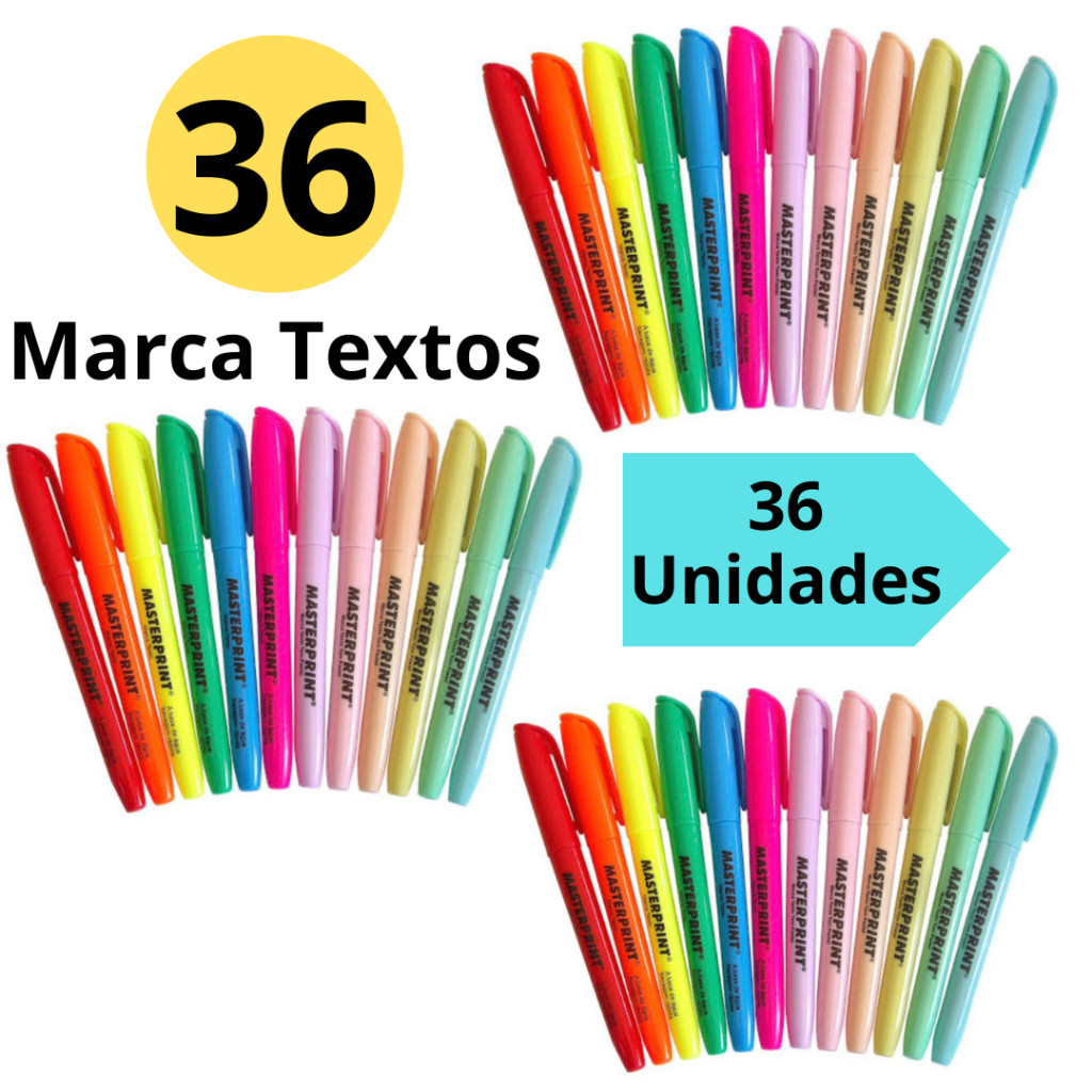 Kit 36 Marca Textos 18 Neon 18 Pastel Masterprint Shopee Brasil